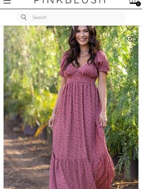 Pinkblush Pink Floral Maxi Dress with Puff Sleeves